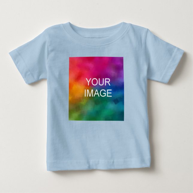 T-shirt Pour Bébé Add Your Text Upload Photo Light Blue Fine Jersey (Devant)