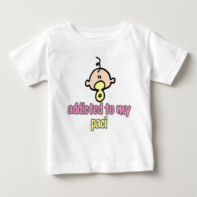 T-shirt Pour Bébé Addicé à mon paci (fille) (Devant)
