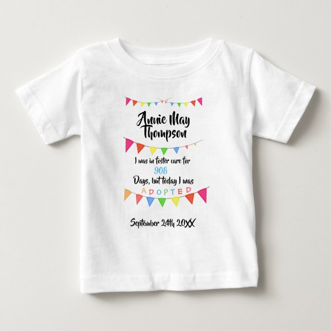 T-shirt Pour Bébé Adopté de l'accueil - chemise nommée faite sur (Devant)