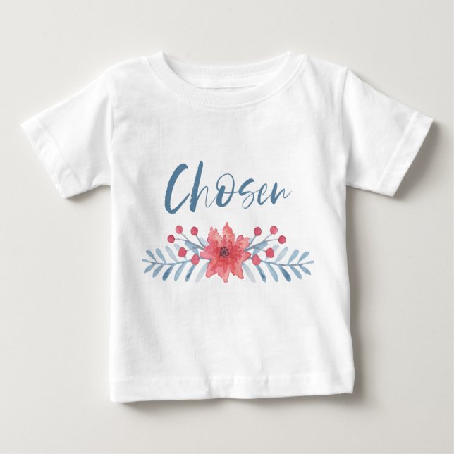 T-shirt Pour Bébé Adoption bleue et rose choisie d'enfants de fleurs (Devant)