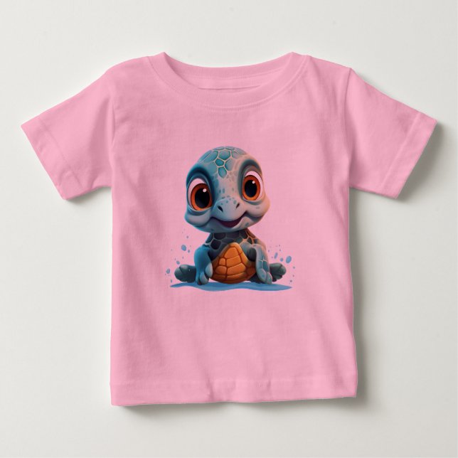 T-shirt Pour Bébé Adorable Aquatic Explorer : Baby Sea Turtle (Devant)