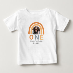 T-shirt Pour Bébé Adorable Chien Rainbow Watercolor 1er anniversaire