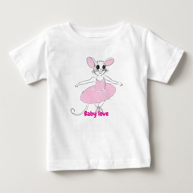 T-shirt Pour Bébé Adorable Danse Ballerina Rat en Pink TuTu Tee (Devant)