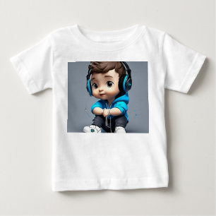 T-shirt Pour Bébé "Adorable enfant dans casque :