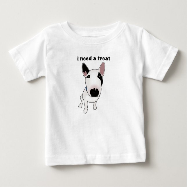 T-shirt Pour Bébé Adorable English Bull Terrier wants a treat (Devant)
