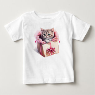 T-shirt Pour Bébé Adorable Kitten dans une boîte Cadeau d'anniversai