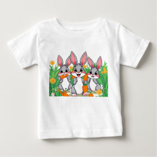 T-shirt Pour Bébé Adorable lapins de caricature mangeant des carotte