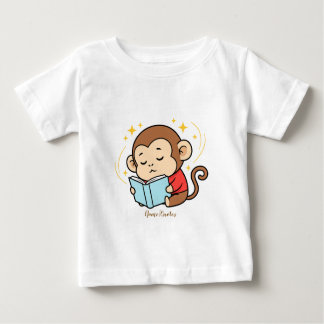 T-shirt Pour Bébé Adorable Monkey Reading Book