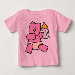 T-shirt Pour Bébé Adorable Ours Rose Dans Les Diapeurs T-shirt bébé