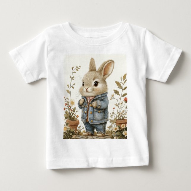 T-shirt Pour Bébé Adorable Petit Elmer le lapin (Devant)