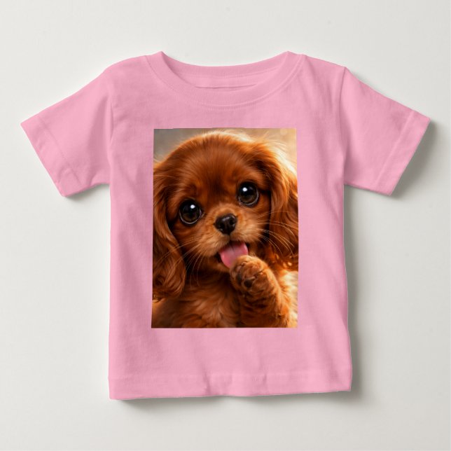 T-shirt Pour Bébé Adorable Ruby Cavalier Spaniel (Devant)