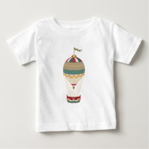 T-shirt Pour Bébé Adorable Steampunk Hot Air Balloon avec drapeau