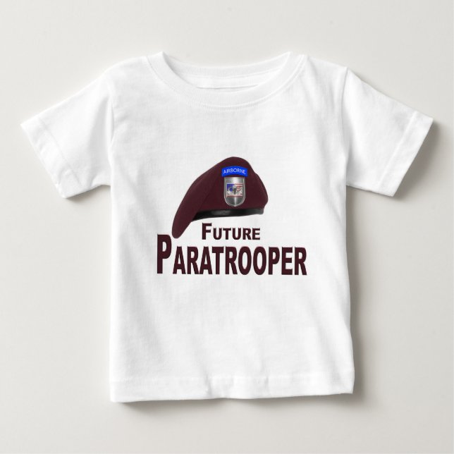 T-shirt Pour Bébé Adorablement mignon Parachutiste Beret Baby T-Shir (Devant)