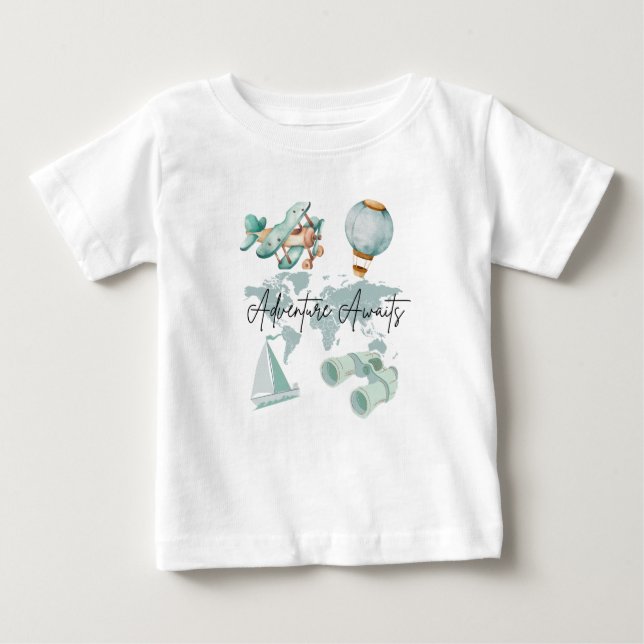 T-shirt Pour Bébé Adventure Attend ! Ce charmant tee-shirt enfant (Devant)