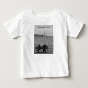 T-shirt Pour Bébé Affichage des niveaux de gris du pont Mackinac