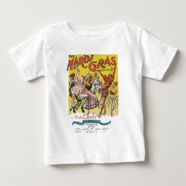 T-shirt Pour Bébé Affiche jaune antique Mardi Gras (Devant)