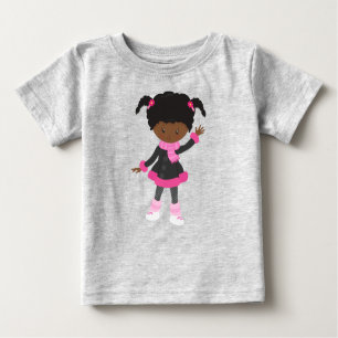 T-shirt Pour Bébé Africaine Américaine, fille de patinage sur glace,