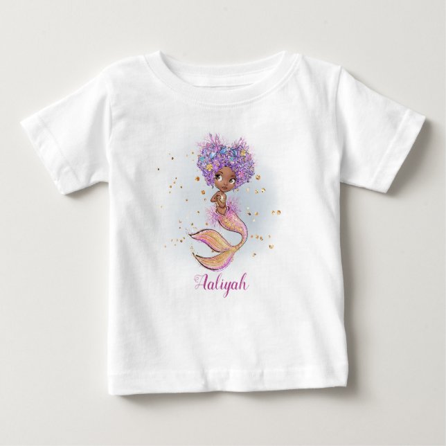 T-shirt Pour Bébé Africaine Amerikan Baby Girl Mermaid 1er anniversa (Devant)