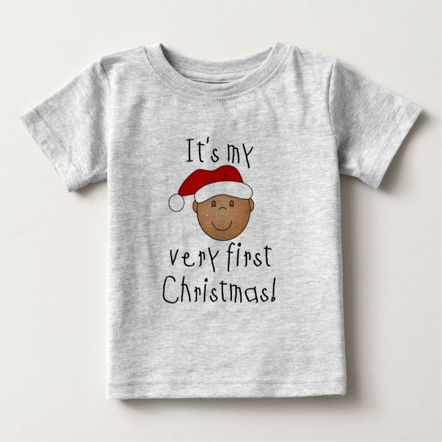 T-shirt Pour Bébé African American Boy 1er Noël (Devant)