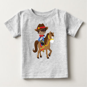 T-shirt Pour Bébé African American Boy, Cowboy, Sheriff, Cheval