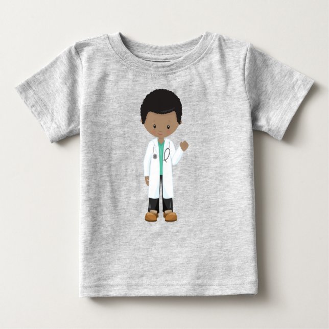 T-shirt Pour Bébé African American Boy, Doctor, Lab Coat, Médecine (Devant)
