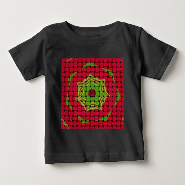 T-shirt Pour Bébé African Lovely Woven Red et Lemon Green Design (Devant)
