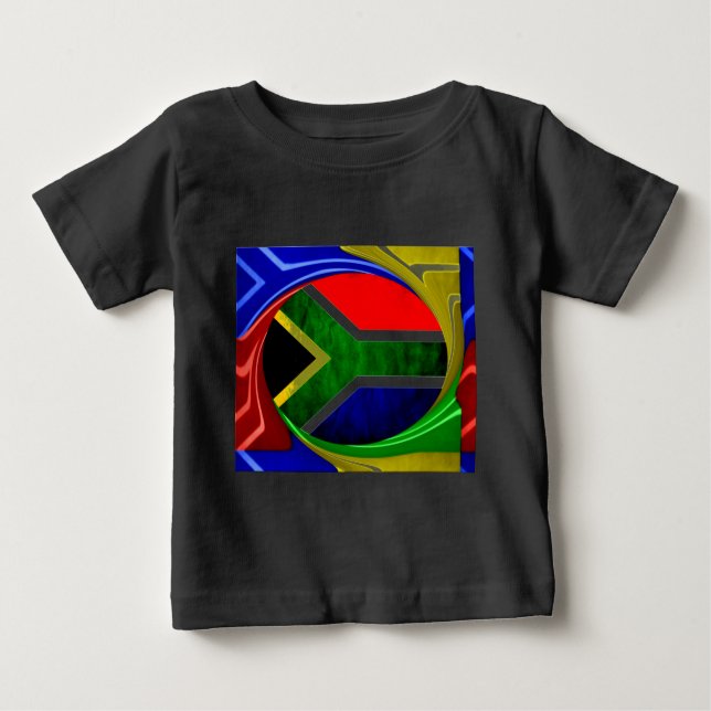 T-shirt Pour Bébé Afrique du Sud Drapeau : Motif dynamique à balayag (Devant)