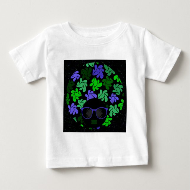 T-shirt Pour Bébé Afro Diva Vert & Bleu (Devant)