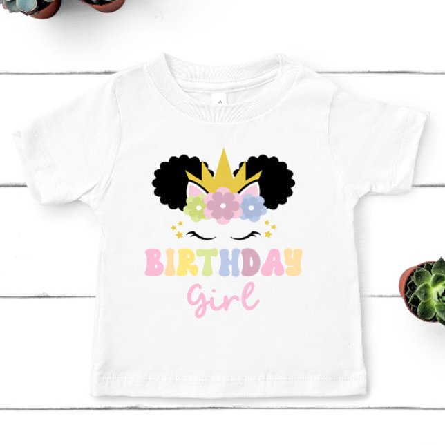 T-shirt Pour Bébé Afro Puff Unicorn Anniversaire Girl Party tenue (Créateur téléchargé)