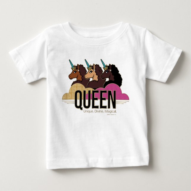 T-shirt Pour Bébé Afro Unicorn Queen Trio Design (Devant)