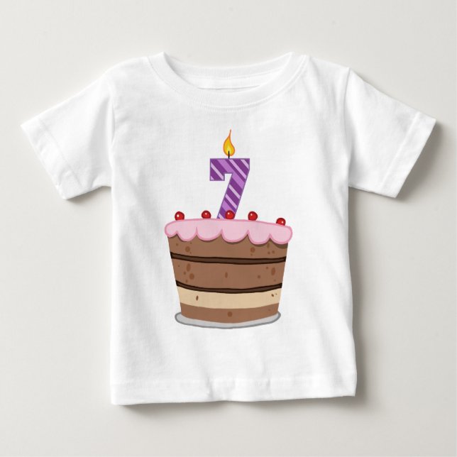 T-shirt Pour Bébé Âge 7 sur le gâteau d'anniversaire (Devant)
