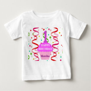 T-shirt Pour Bébé Âge et nom customisés Joyeux Cupcake d'anniversair