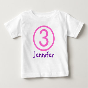 T-shirt Pour Bébé Âge et nom Personnalisable 3e chemise d'anniversai