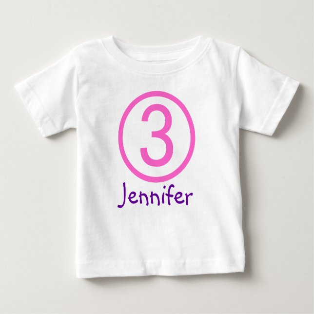 T-shirt Pour Bébé Âge et nom Personnalisable 3e chemise d'anniversai (Devant)