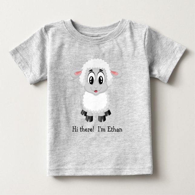 T-shirt Pour Bébé Agneau blanc mignon | T-shirt bébé mouton (Devant)