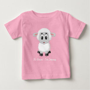 T-shirt Pour Bébé Agneau blanc mignon   T-shirt bébé mouton