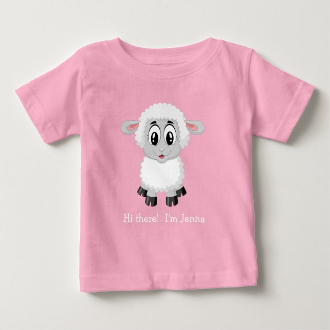 T-shirt Pour Bébé Agneau blanc mignon | T-shirt bébé mouton (Devant)