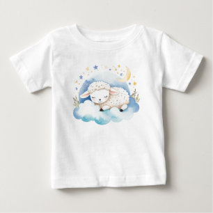 T-shirt Pour Bébé Agneau mignon sur la Lune -