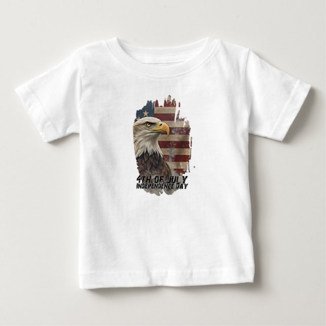 T-shirt Pour Bébé Aigle majestueux et drapeau – Esprit de liberté (Devant)