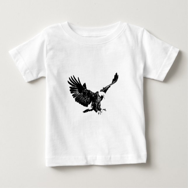 T-shirt Pour Bébé Aigle noir et blanc (Devant)