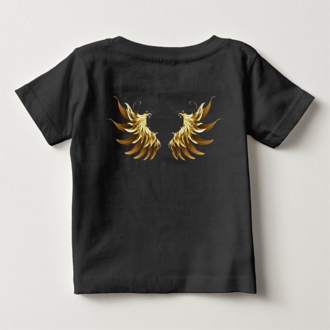 T-shirt Pour Bébé Ailes d'Ange d'or sur arrière - plan noir (Dos)