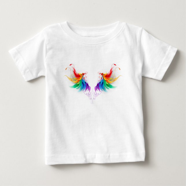 T-shirt Pour Bébé Ailes fluffy arc-en-ciel (Devant)