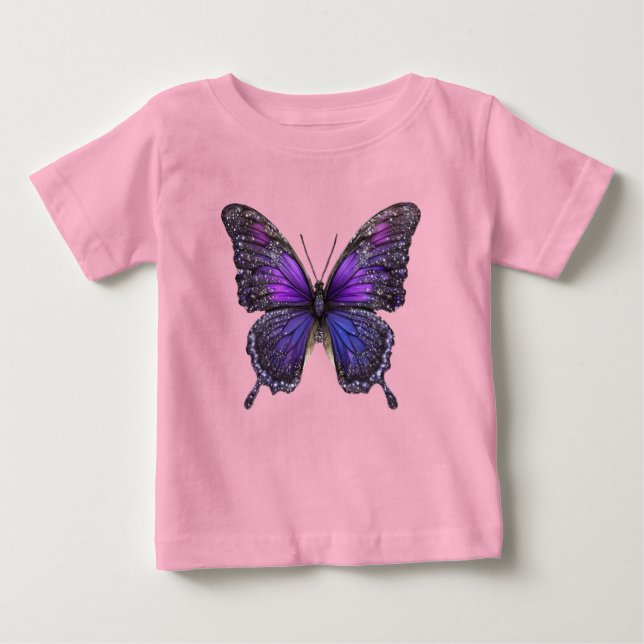 T-shirt Pour Bébé Ailes rides : Papillon pourpre (Devant)
