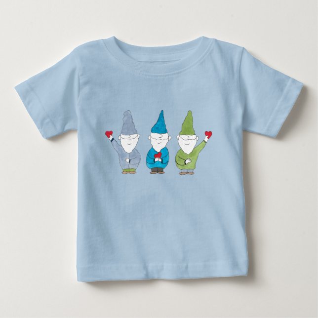 T-shirt Pour Bébé Aimants Gnomes Avec des Cœurs (Devant)