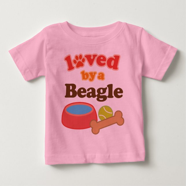 T-shirt Pour Bébé Aimé par un beagle (race de chien) (Devant)
