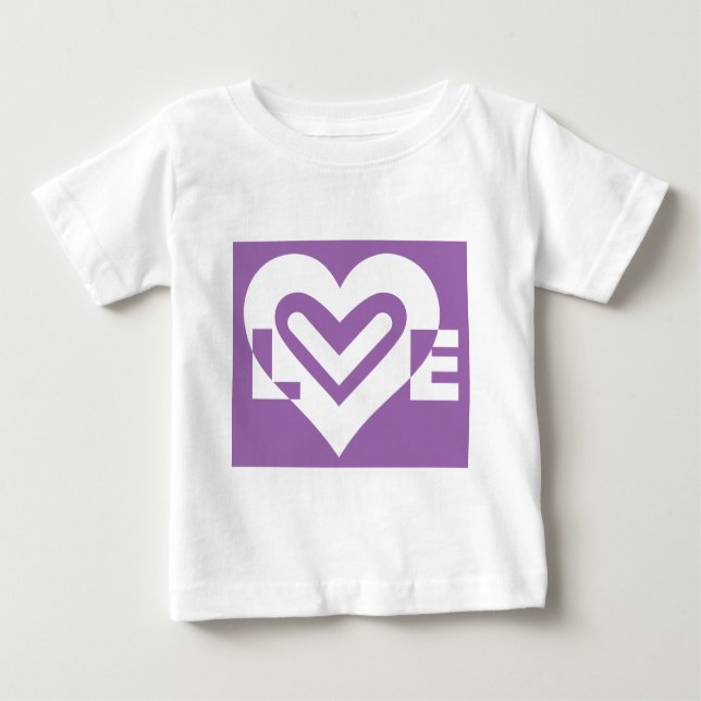 T-shirt Pour Bébé Aimer blanc et violet (Devant)