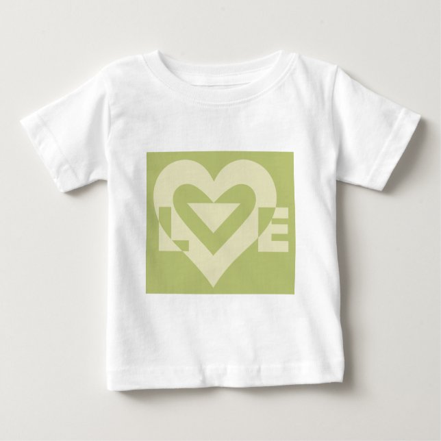 T-shirt Pour Bébé Aimer Deux Tons Sage Vert (Devant)