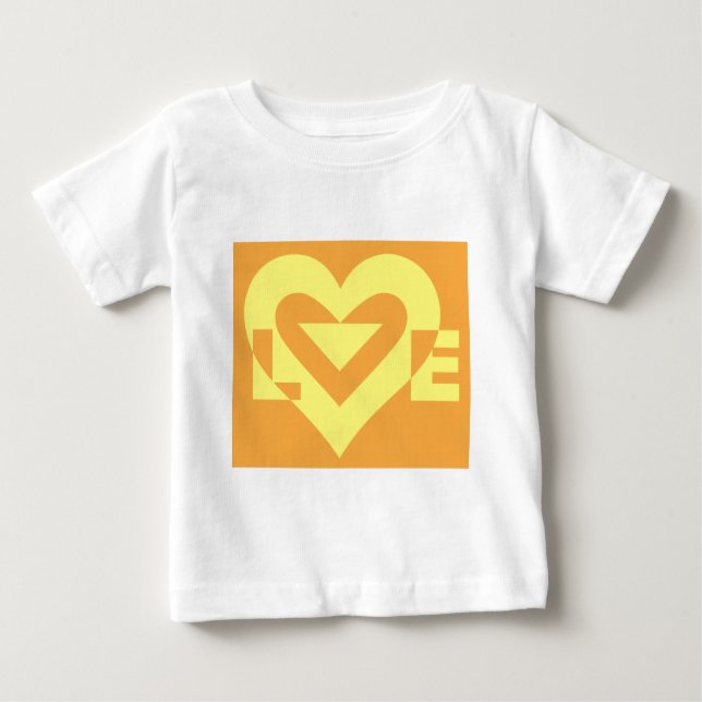 T-shirt Pour Bébé Aimer Jaune sur Orange (Devant)