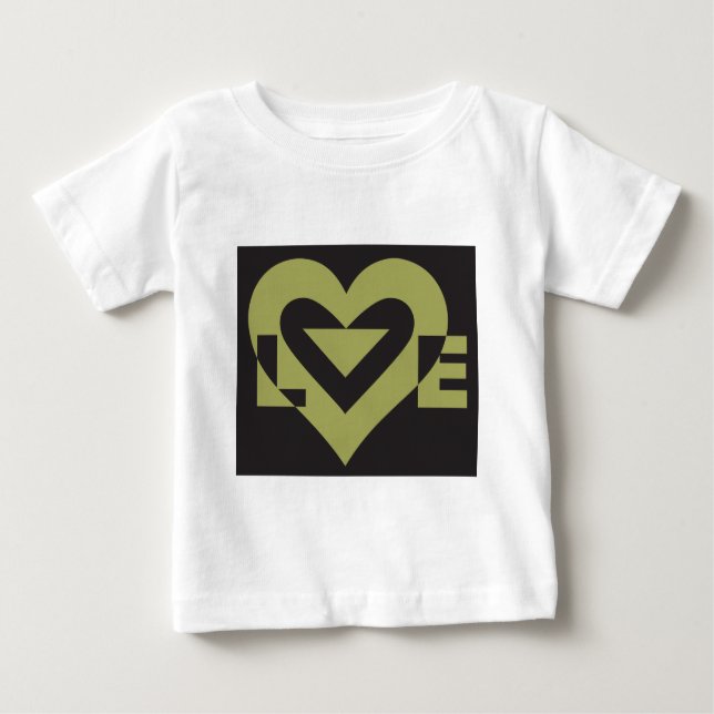 T-shirt Pour Bébé Aimer Sage Vert sur Noir (Devant)