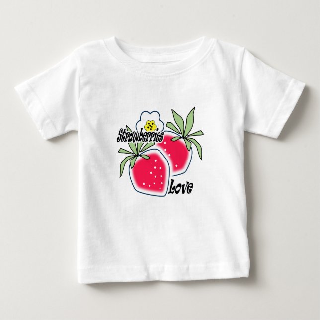 T-shirt Pour Bébé Aimez les fraises. (Devant)